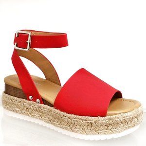 New Red Platform Espadrille Flatform Sandals
